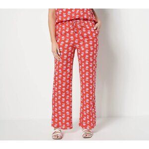 Candace Cameron Bure Wide Leg Pants With Side Slits Size PXL Floral A488229